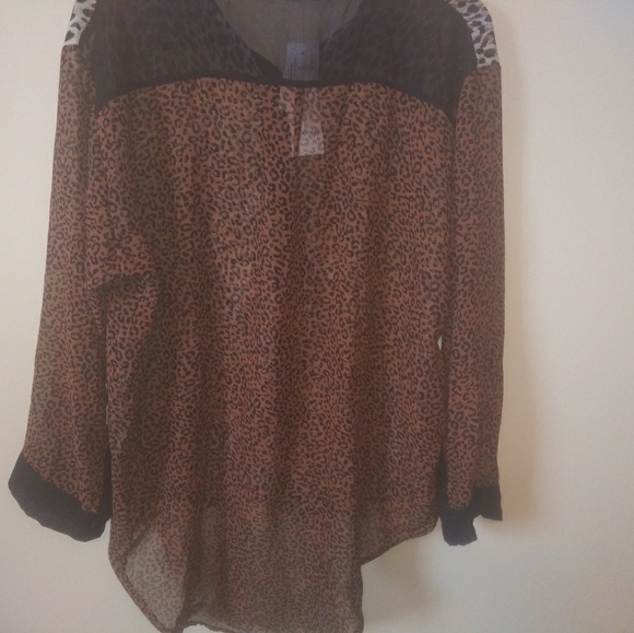Mixed Animal Print Sheer Blouse - Picture 6 of 8
